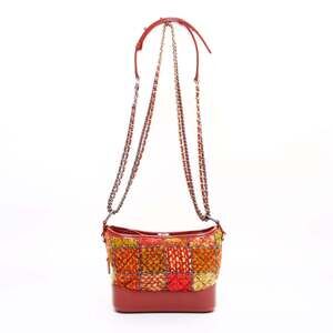 CHANEL Gabriel Tweed and Wool 2 Shoulder Bag, Orange Yellow, WS7118